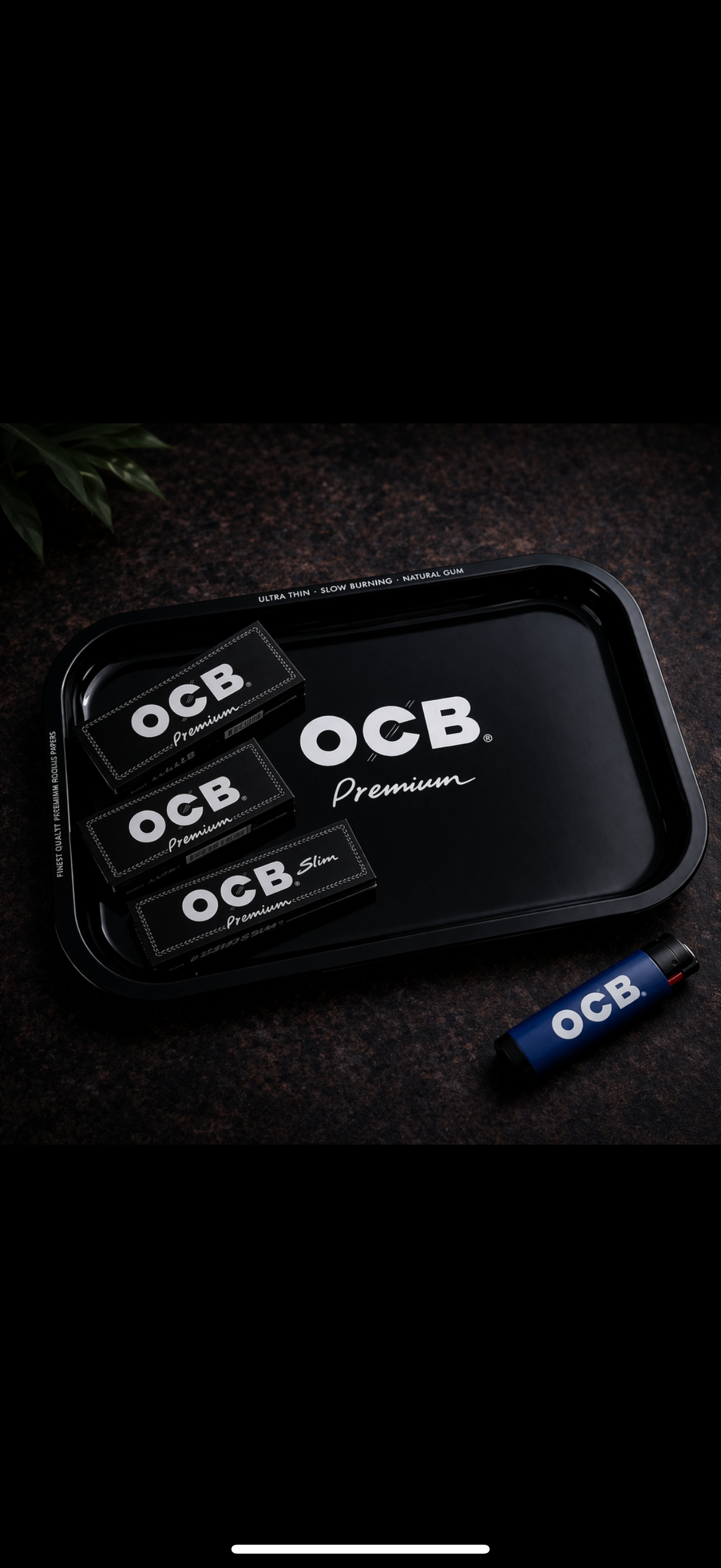 OCB Black Premium Metal Tray Medium - 29 x 19 cm